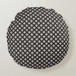 Black and Beige Round Pillow Rundes Kissen
