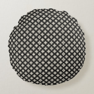 Black and Beige Round Pillow Rundes Kissen
