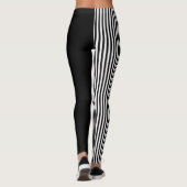 Black And Black & White Stripes Pattern Leggings (Rückseite)