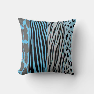 Black And Blue Animal Printed Zebra Stripe Pillow Kissen