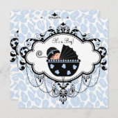 Black and Blue Baby Dusche Einladung (Vorne/Hinten)