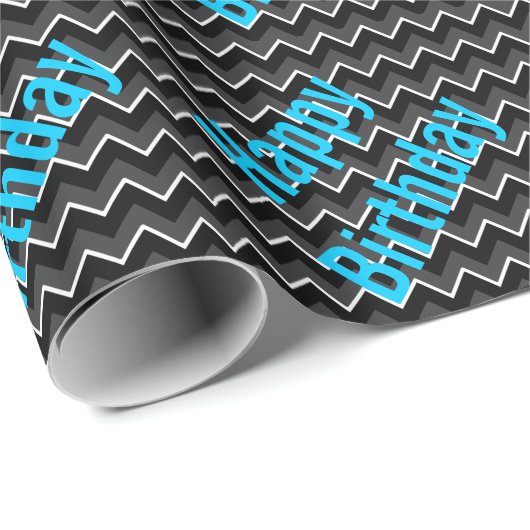 Black and Blue Boys Birthday Geschenkpapier (Rolleneckpunkt)