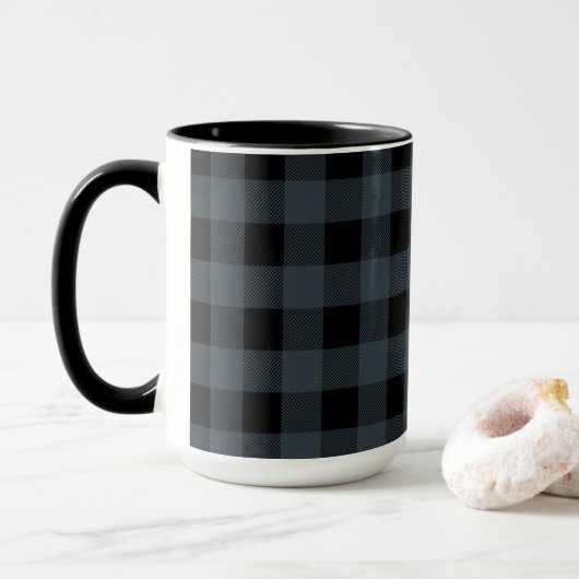 Black and Blue Buffalo Kariert | Geschenk Tasse (Mit Donut)