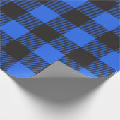 Black and Blue Buffalo Kariert Geschenkpapier (Ecke)