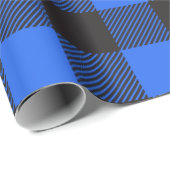 Black and Blue Buffalo Kariert Geschenkpapier (Rolleneckpunkt)