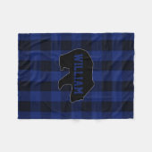 Black and Blue Buffalo Karo Bear Monogram Fleecedecke (Vorderseite (Horizontal))