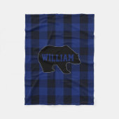 Black and Blue Buffalo Karo Bear Monogram Fleecedecke (Vorderseite)