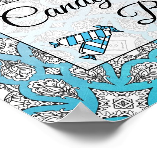 Black and Blue Candy Bar Wedding Sign Poster (Ecke)