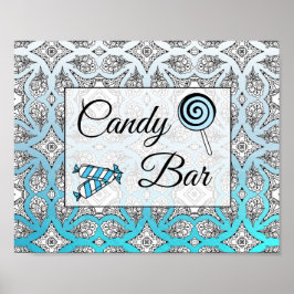 Black and Blue Candy Bar Wedding Sign Poster