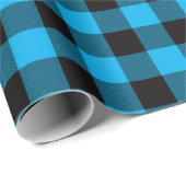 Black and Blue Country Buffalo Karo Kariert Geschenkpapier (Rolleneckpunkt)