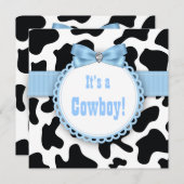 Black and Blue Cowboy Baby Boy Dusche Einladung (Vorne/Hinten)