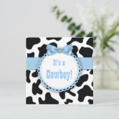 Black and Blue Cowboy Baby Boy Dusche Einladung (Stehend Vorderseite)