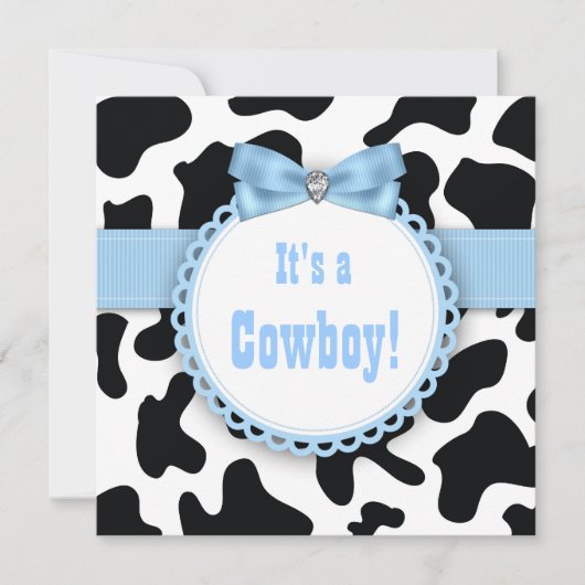 Black and Blue Cowboy Baby Boy Dusche Einladung (Vorderseite)