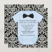 Black and Blue Damask Baby Boy Dusche Einladung (Vorne/Hinten)