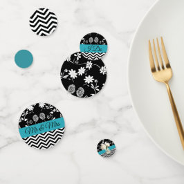 Black and Blue Floral Wedding Confetti Konfetti