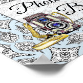 Black and Blue Foto Booth Wedding Sign Poster (Ecke)