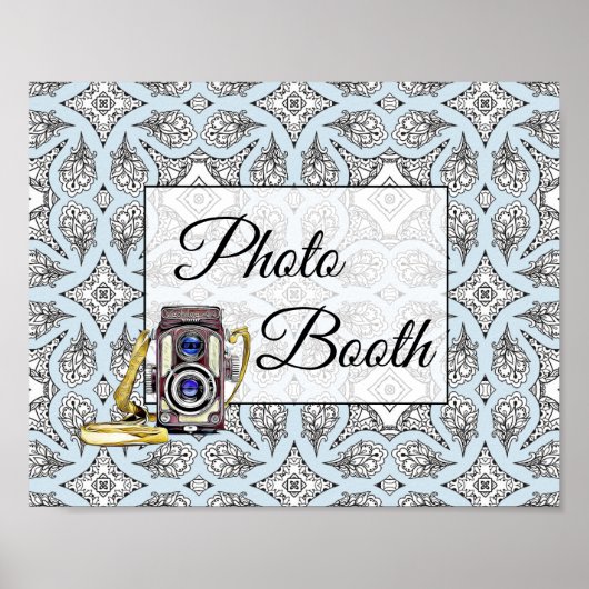 Black and Blue Foto Booth Wedding Sign Poster (Vorne)