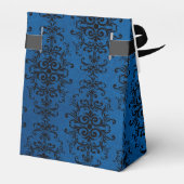 Black and Blue Gothic Damask Geschenkschachtel (Rückseite)