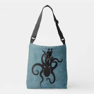 Black and Blue Kraken aus dem tiefen Ozean Tragetaschen Mit Langen Trägern