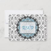 Black and Blue Mandala Wedding RSVP-Karte RSVP Karte (Rückseite)