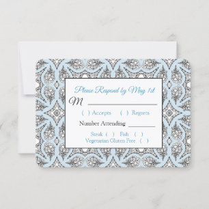 Black and Blue Mandala Wedding RSVP-Karte RSVP Karte