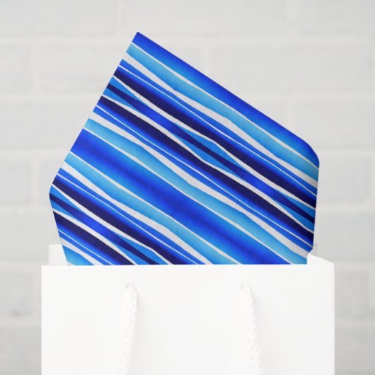 Black and Blue Painted Stripes  Seidenpapier (Geschenktüte)