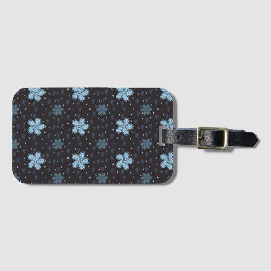 Black and Blue Paisley Designer Luggage Tag Gepäckanhänger (Vorderseite (Horizontal))