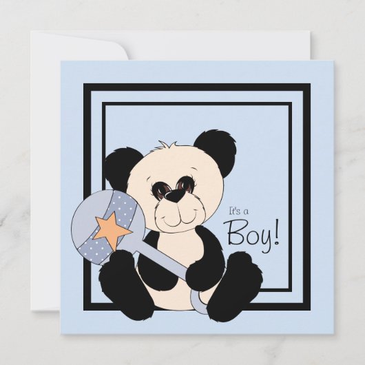 Black and Blue Panda Baby Dusche Einladung (Vorderseite)