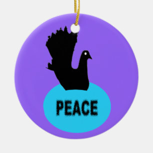Black and Blue Peace Dove Custom Birthday Keramik Ornament