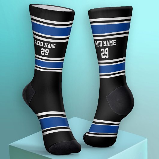 Black and Blue Sport Jersey - Name Number Socken