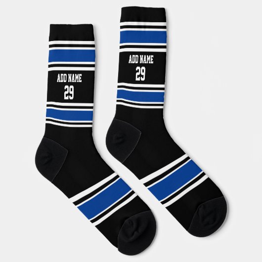 Black and Blue Sport Jersey - Name Number Socken (Rechts)