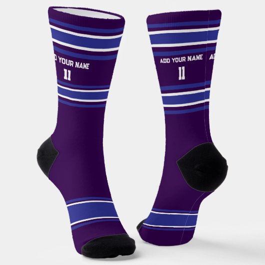 Black and Blue Sport Jersey - Name Number Socks Socken (Gewinkelt)