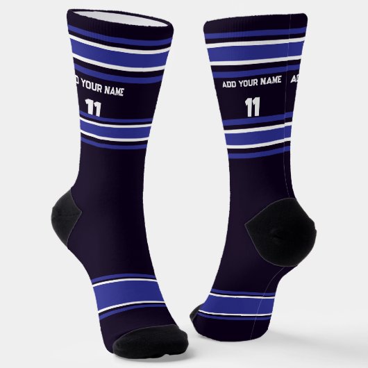 Black and Blue Sport Jersey - Name Number Socks Socken (Gewinkelt)