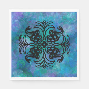 Black and Blue Tribal Snake Serviette