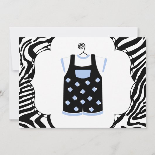 Black and Blue Zebra Baby Boy Dusche Einladung (Rückseite)