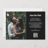 Black and Boho Script | Zwei Foto- und QR-Code Save The Date (Rückseite)