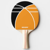 Black and Bright Orange Personalized Tischtennis Schläger (Rückseite)