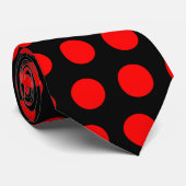 Black and Bright Red Polka Dot Pattern Krawatte (Gerollt)