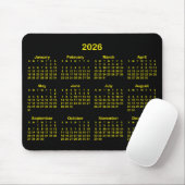 Black and Bright Yellow 2026 Calendar Mousepad (Mit Mouse)