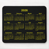 Black and Bright Yellow 2026 Calendar Mousepad (Vorne)