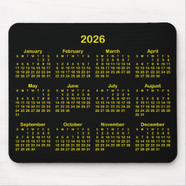Black and Bright Yellow 2026 Calendar Mousepad