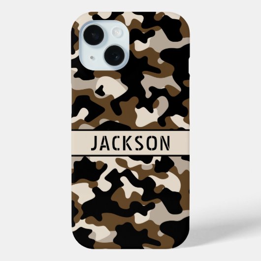 Black and Brown Camouflage Personalized Case-Mate iPhone Hülle (Rückseite)