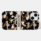 Black and Brown Camouflage Personalized Case-Mate iPhone Hülle (Rückseite (Horizontal))
