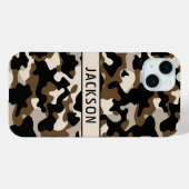 Black and Brown Camouflage Personalized Case-Mate iPhone Hülle (Rückseite (Horizontal))