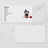 Black And Brown Cat With Red Tie and Yarn Visitenkarte (Vorne/Hinten)