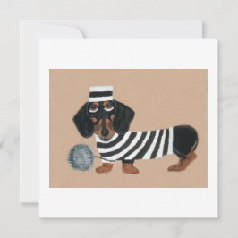 Black and Brown Dachshund Treat Thief Jailbird Feiertagskarte