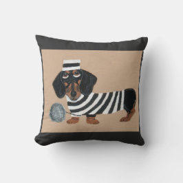 Black and Brown Dachshund Treat Thief Jailbird Kissen
