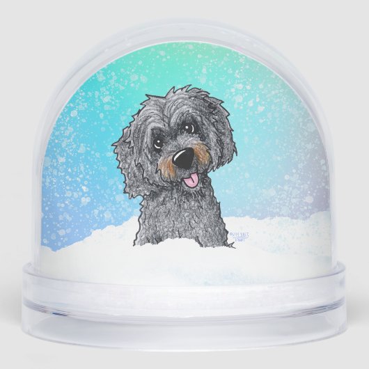 Black and Brown Goldendoodle  Schneekugeln (Vorderseite)