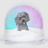 Black and Brown Goldendoodle  Schneekugeln (Rückseite)