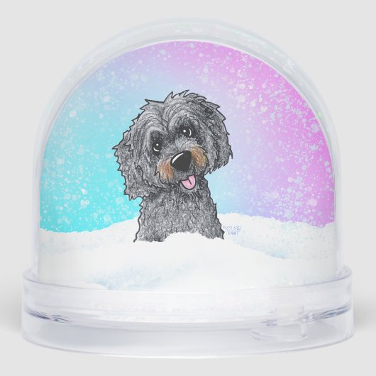 Black and Brown Goldendoodle Schneekugeln (Rückseite)